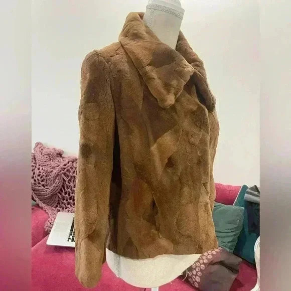 Real Mink Fur Sz S 3/4 sleeve Coat